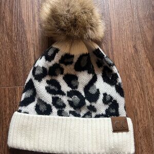 C.C Cream  Leopard Pom Beanie